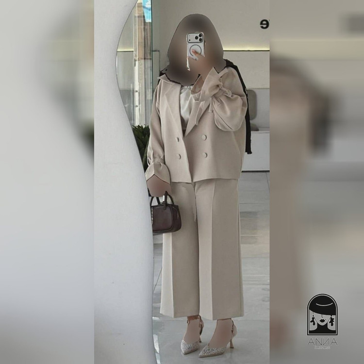 ست کت شلوار زنانه مدل نسلیهان جنس مازراتی فری سایز