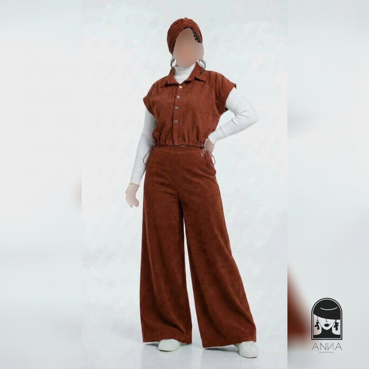 ست زنانه مدل لاکچری وست و شلوار پاییزه سارا جنس کبریتی فری سایز