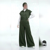 ست زنانه مدل لاکچری وست و شلوار پاییزه سارا جنس کبریتی فری سایز