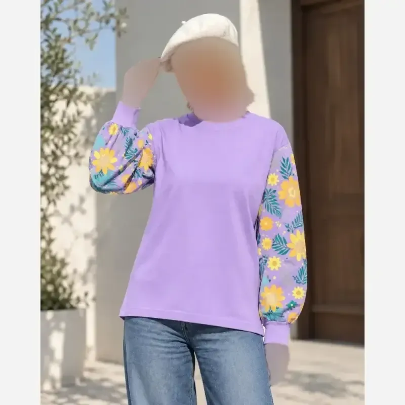 بلوز یاسمن پنبه ای زنانه فری سایز چاپ زول