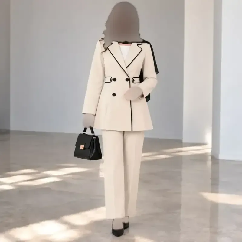 ست کت و شلوار زنانه کتان کج راه آوین