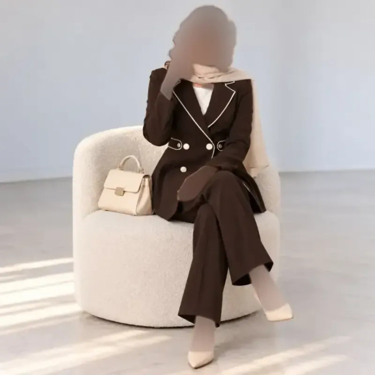ست کت و شلوار زنانه کتان کج راه آوین