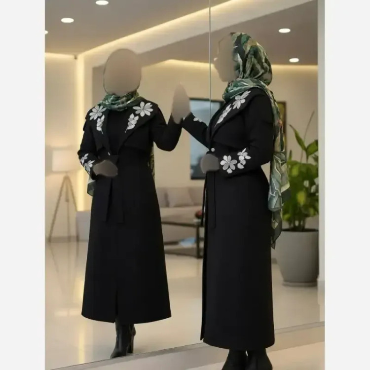 پالتو زنانه مدل گلآرا پارچه مازراتی آسترکشی شده قد 125 سانتی متر سایز 38 تا 50