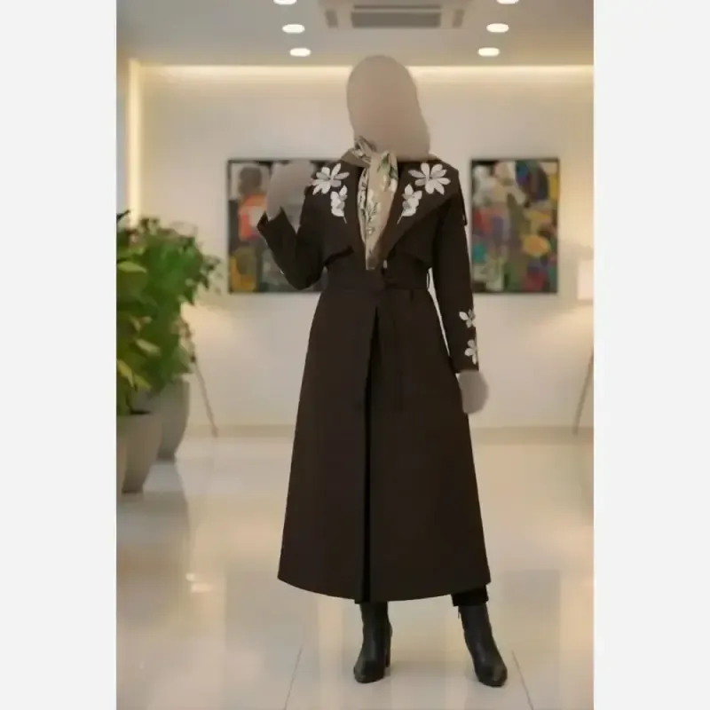 پالتو زنانه مدل گلآرا پارچه مازراتی آسترکشیشده قد 125 سانتیمتر سایز 38 تا 50