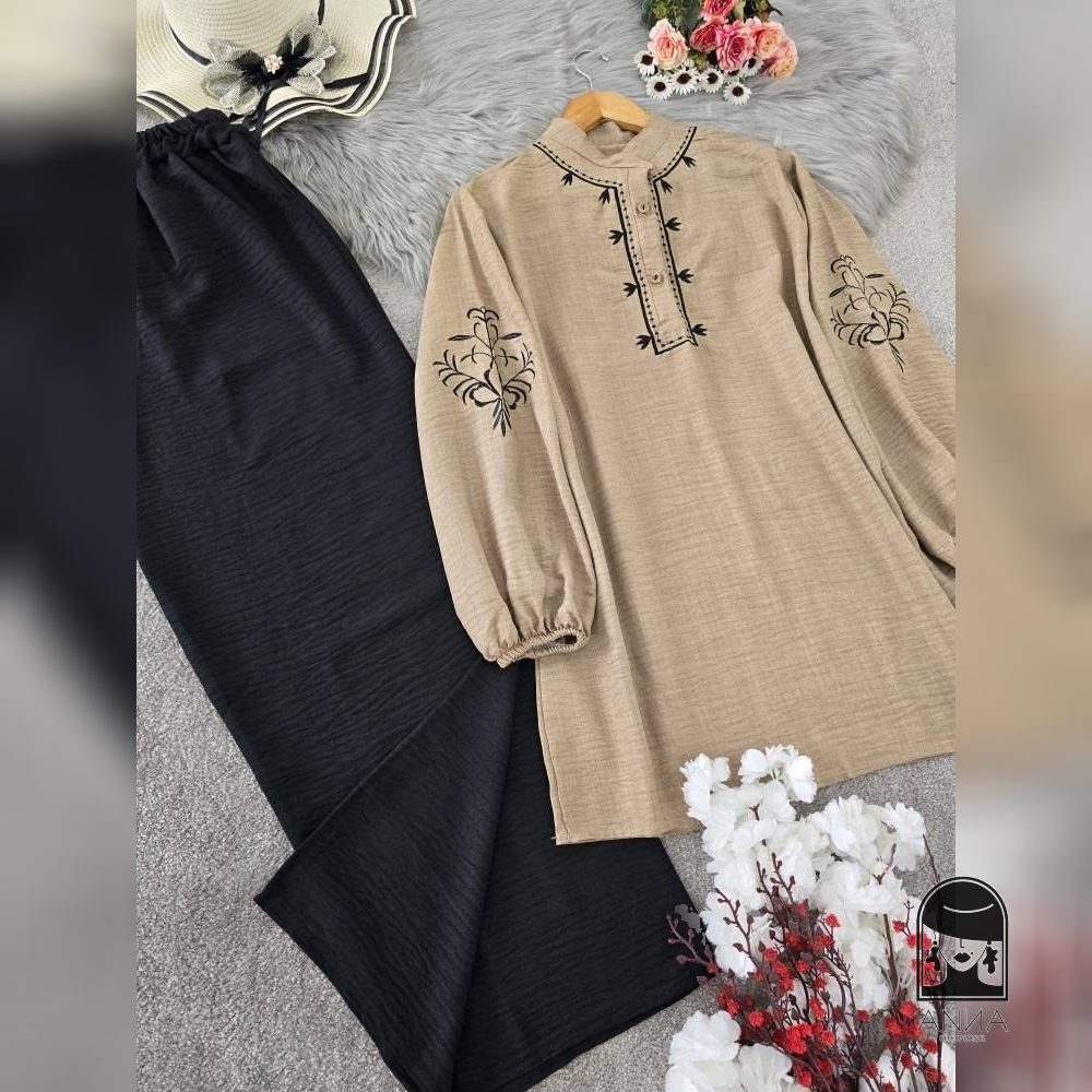 ست شومیز شلوار زنانه مدل گندم جنس شانتون فری سایز