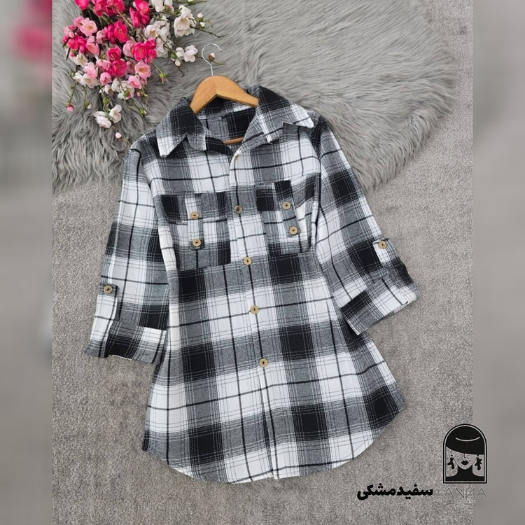 شومیز زنانه مدل شکت موهردارجیب صلیبی جنس پشمی موهردار ضخیم سایز سایز دو