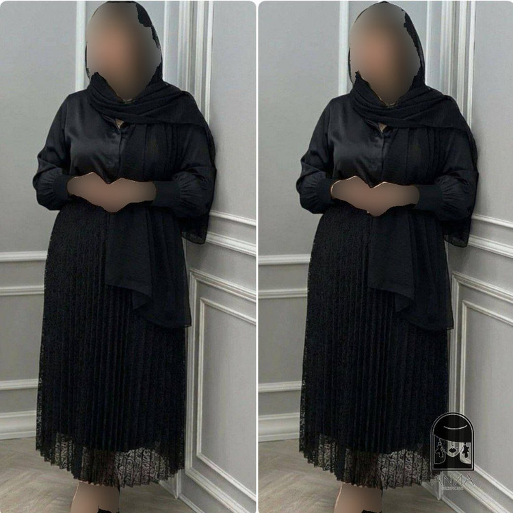 دامن زنانه مدل پلیسه گیپور جنس گیپور فری سایز