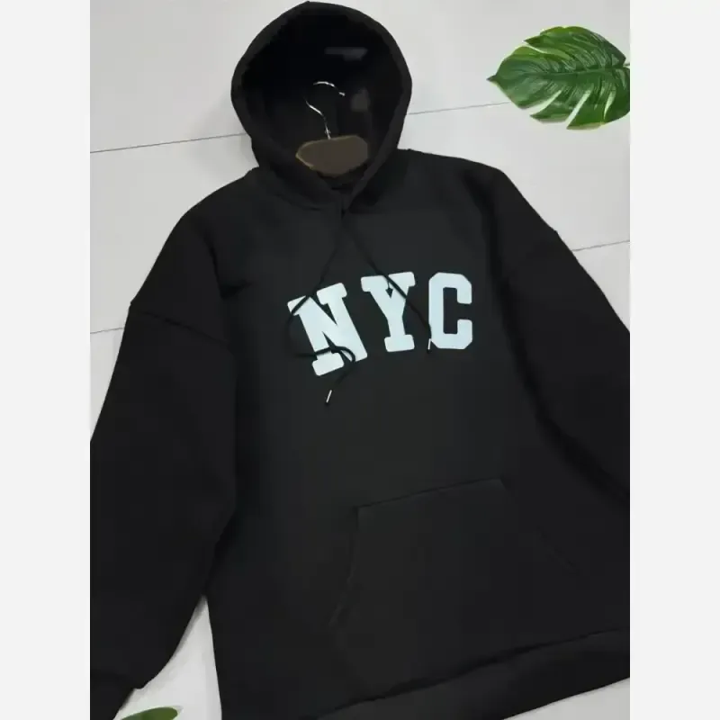 هودی NYC دورس تو کرکی مشکی زنانه و مردانه