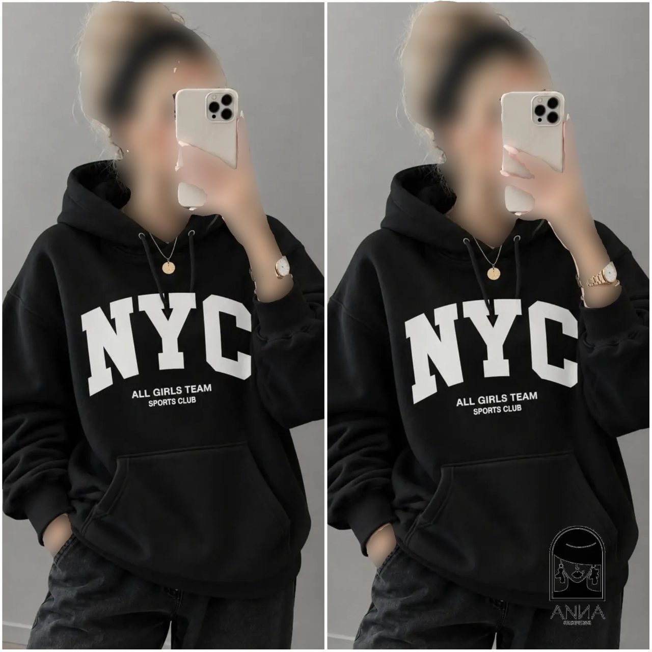 هودی مردانه مدل NYC جنس دورس تو کرکی فری سایز