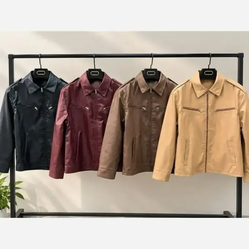 کاپشن چرم دوزیپ مدل سایرا چرم وارداتی استرکشی شده فری سایز