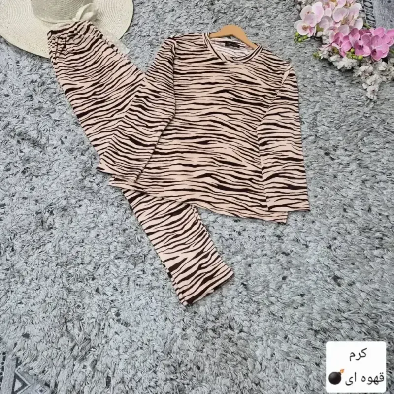 ست بلوز و شلوار مخمل زنانه مدل زبرا فری سایز