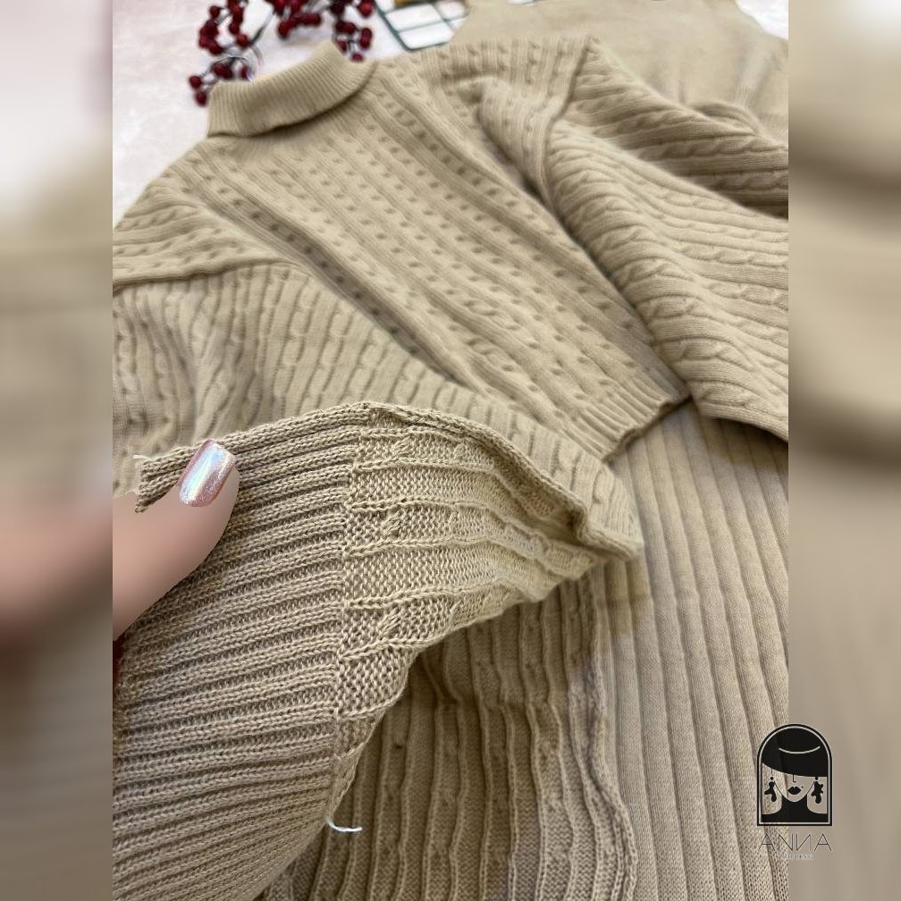ست بافت زنانه جنس بافت اکرلیک گرم بالا فری سایز 38تا50