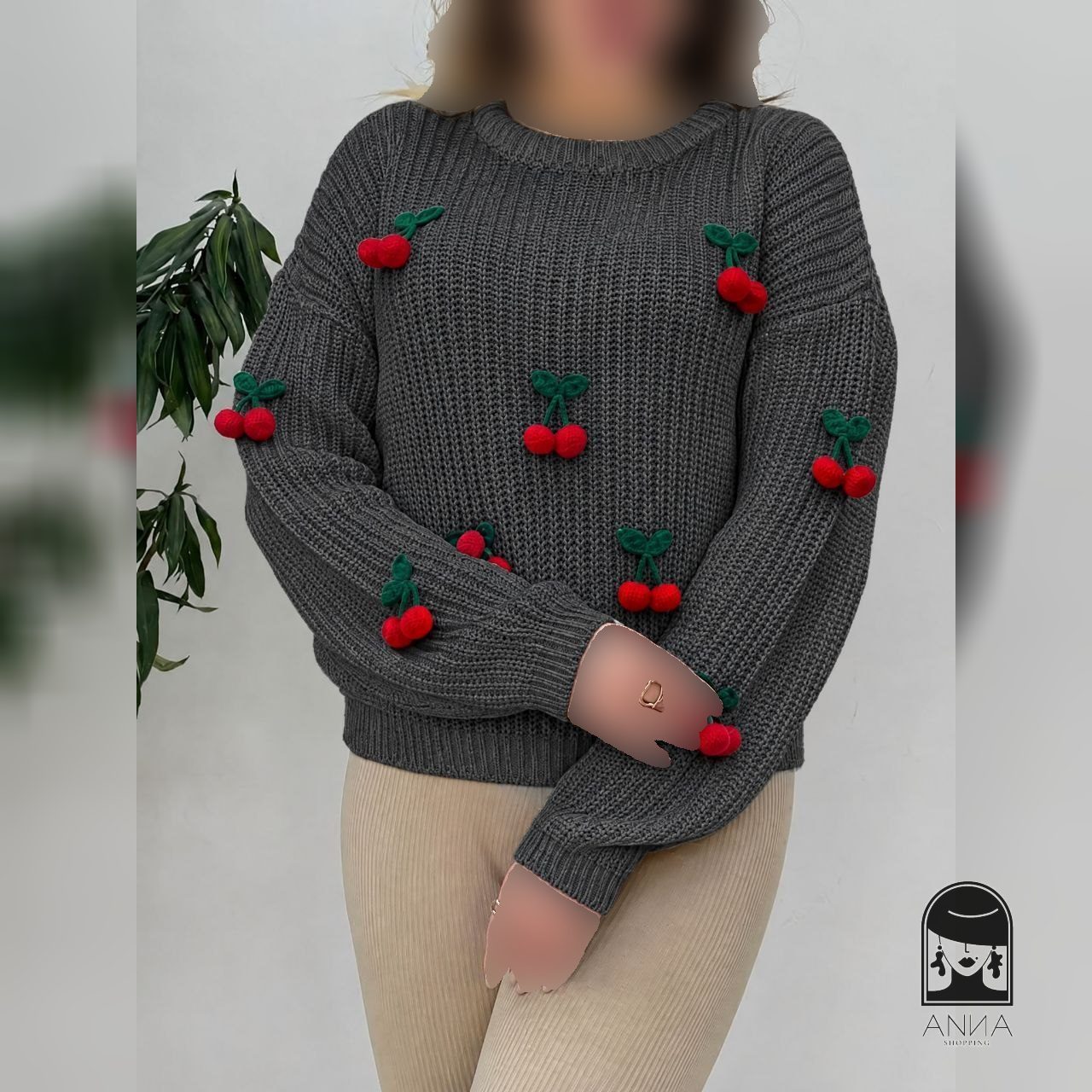 بلوز زنانه مدل گیلاسی جنس بافت فری سایز