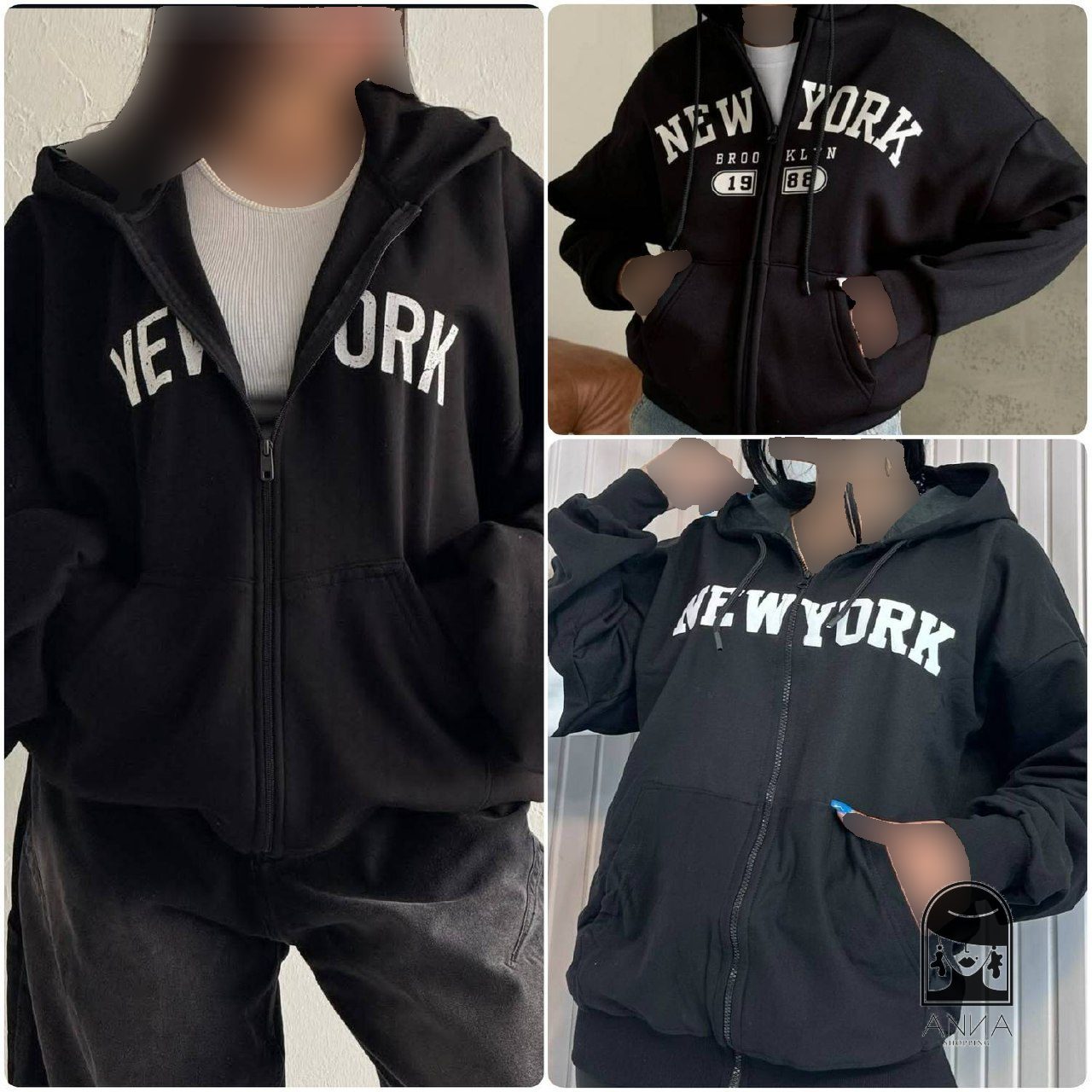 سویشرت زنانه مدل NY جنس دورس تو کرکی فری سایز