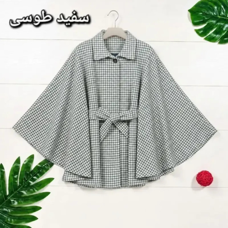 شنل آیلار توییت پشمی پیچازی فری سایز 38 تا 50 کمربنددار