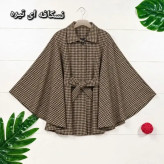 شنل آیلار توییت پشمی پیچازی فری سایز 38 تا 50 کمربنددار