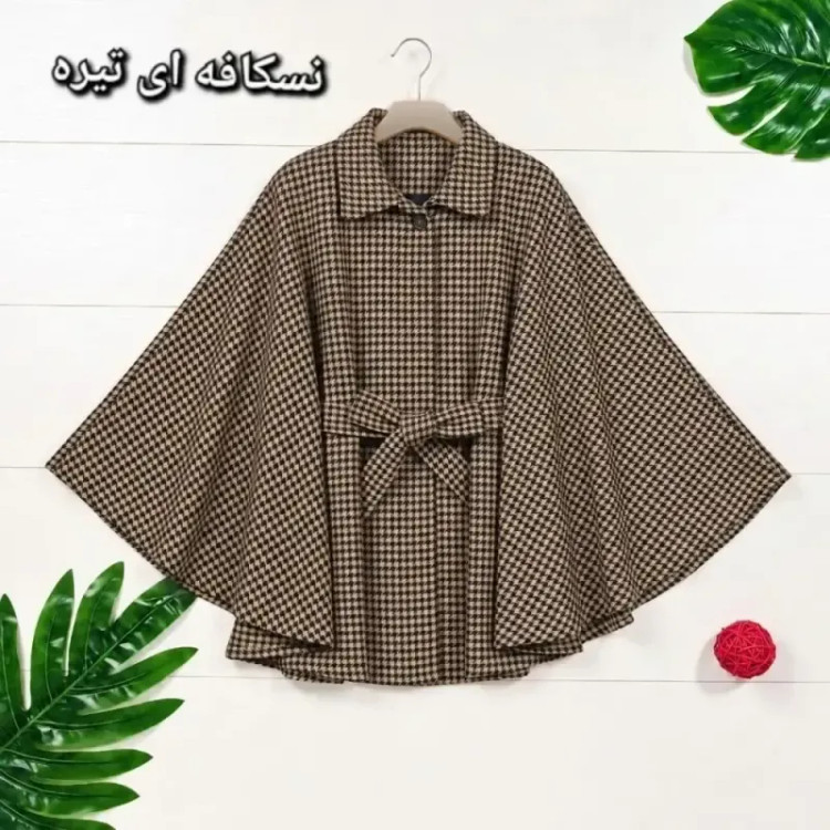 شنل آیلار توییت پشمی پیچازی فری سایز 38 تا 50 کمربنددار