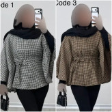 شنل آیلار توییت پشمی پیچازی فری سایز 38 تا 50 کمربنددار