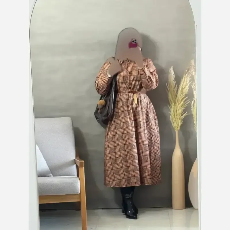 پیراهن پاییزه مخمل موهر فری سایز جلو دکمه دار