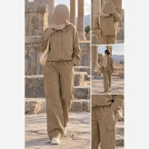 ست پاییزه کت و شلوار بگ کتان درجه یک