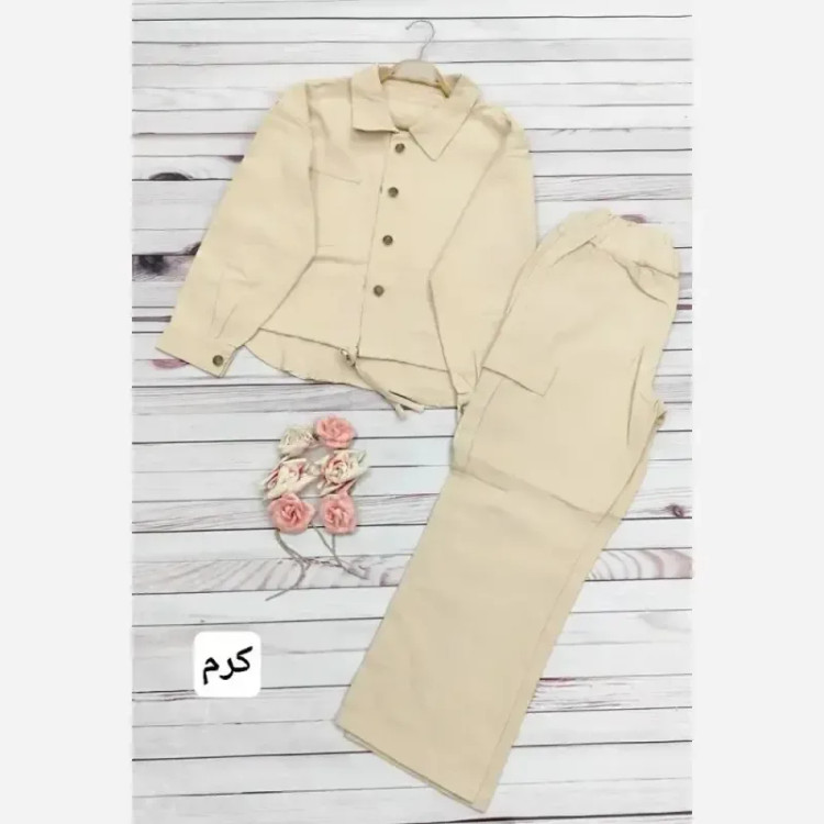 ست پاییزه کت و شلوار بگ کتان درجه یک