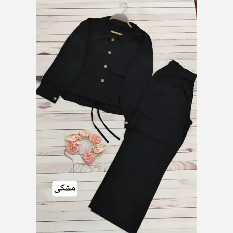 ست پاییزه کت و شلوار بگ کتان درجه یک