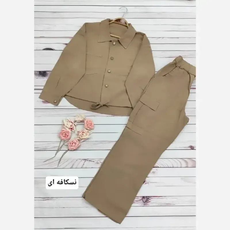 ست پاییزه کت و شلوار بگ کتان درجه یک