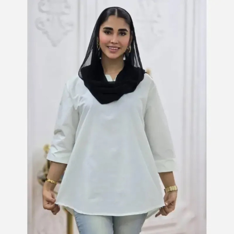 شومیز نخی ساده و دیپلمات یقه کوبایی فری سایز زنانه