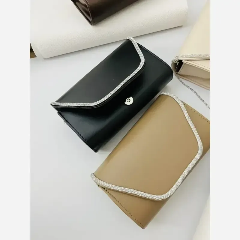 کیف مجلسی نگین کاری شده بند زنجیری رنگبندی