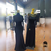 پوشاک زنانه مدل سونیا جنس پولک ملیله ای و قواصی گرم مزون دوزی شده با کاپ بالا سایز ۱ تا ۳