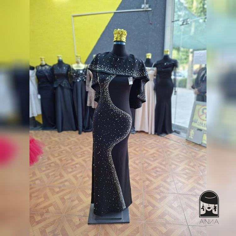 ماکسی زنانه مدل بهاره جنس دالقیچ و مروارید کوبی و نگین سایز ۱ تا ۳
