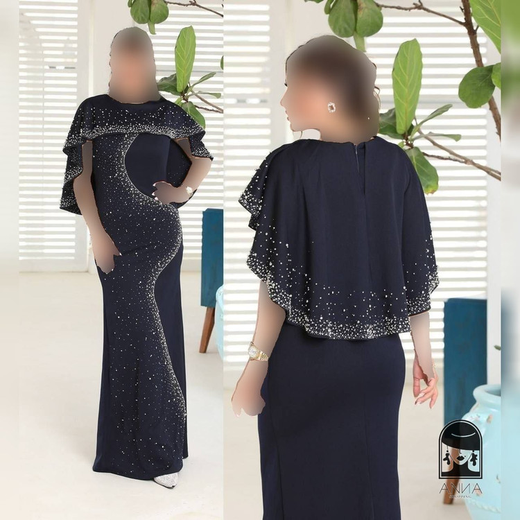 ماکسی زنانه مدل بهاره جنس دالقیچ و مروارید کوبی و نگین سایز ۱ تا ۳