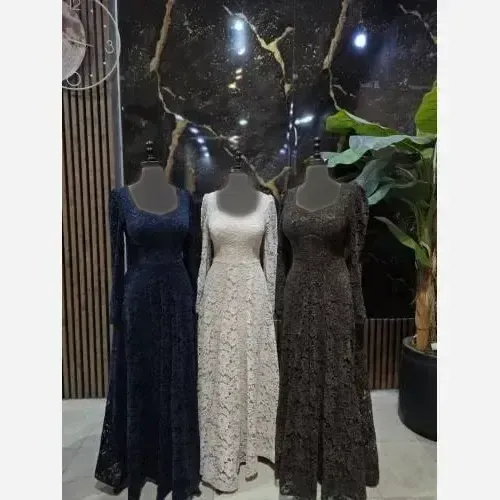 لباس مدل ملیکا گیپور مخمل درجه یک سایز 38 تا 48 رنگ مشکی قهوه ای سرمه ای