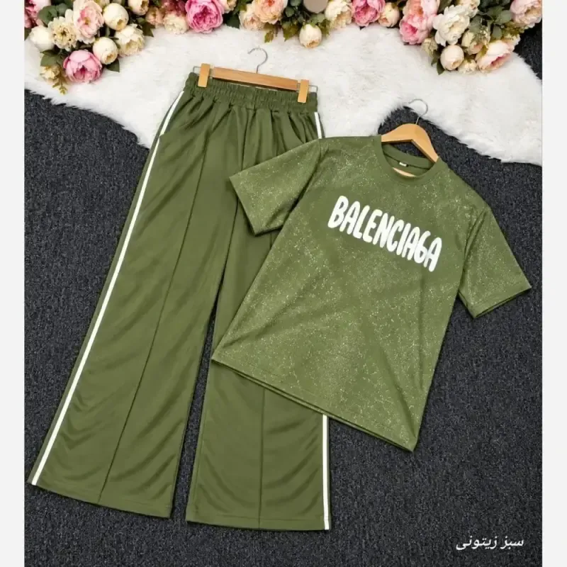 ست تیشرت شلوار balenciaga گلکسی نخ پنبه سایز 38 تا 48