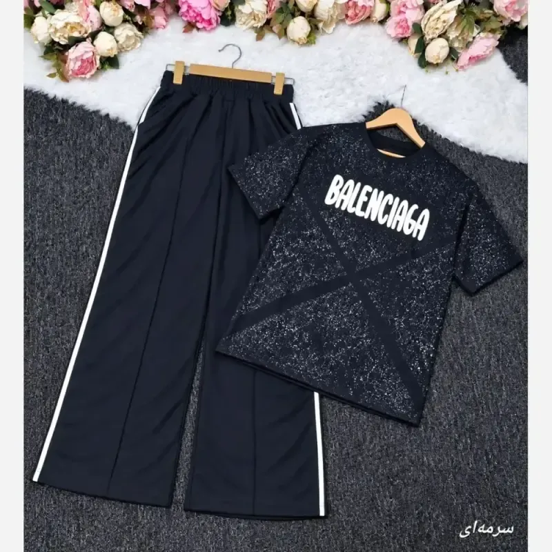 ست تیشرت شلوار balenciaga گلکسی نخ پنبه سایز 38 تا 48