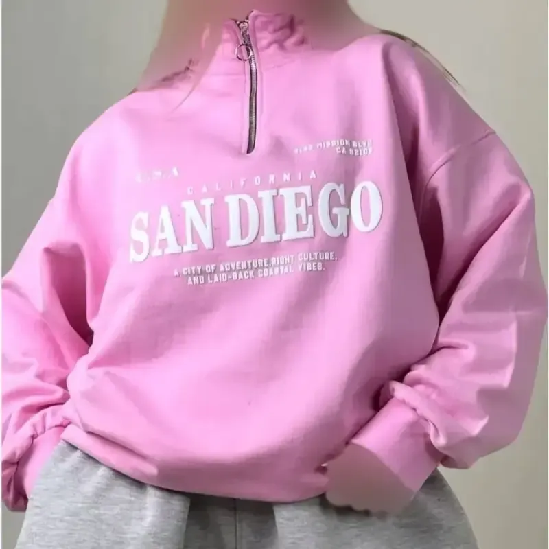 دورس نیم زیپ زنانه طرح SAN DIEGO توکرکی اسپان سه نخ فری سایز