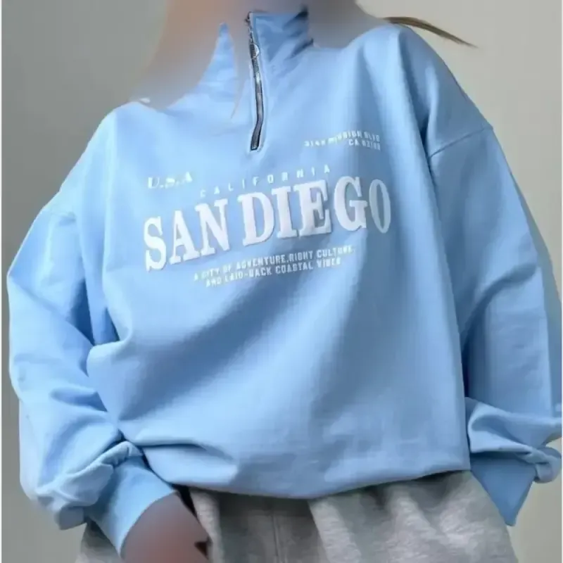 دورس نیم زیپ زنانه طرح SAN DIEGO توکرکی اسپان سه نخ فری سایز