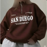دورس نیم زیپ زنانه طرح SAN DIEGO توکرکی اسپان سه نخ فری سایز