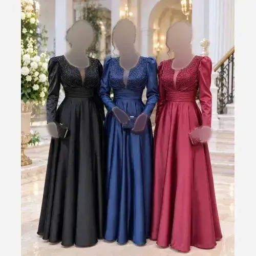 ستاره آستین دار ساتن زارا نگیندوزی دستی سایز 38 تا 50 رنگ سرمه مشکی
