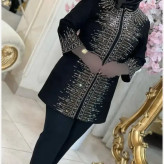 ست کت شلوار مجلسی زنانه مدل خوشه جنس مازراتی رنگ مشکی