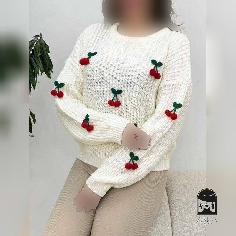بلوز زنانه مدل گیلاسی جنس بافت فری سایز