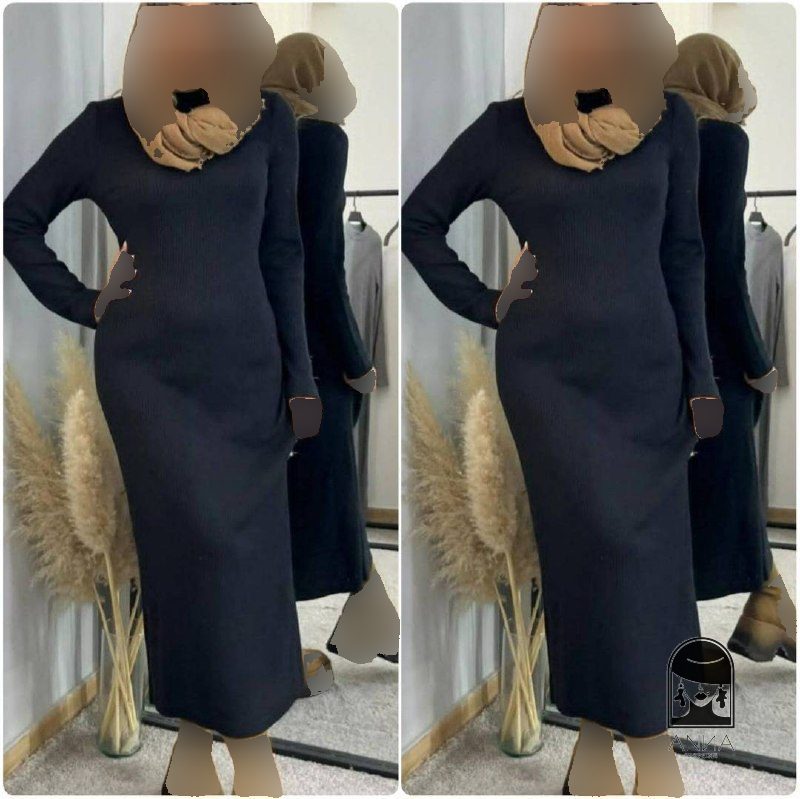 ماکسی زنانه مدل یقه اسکی بافت جنس بافت و آکریلیک فری سایز