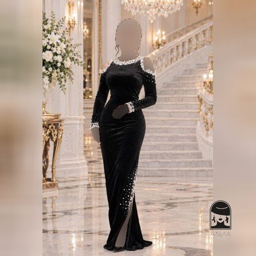 ماکسی زنانه مدل لیانا جنس مخمل مرواریدی سایز ۱ تا ۳