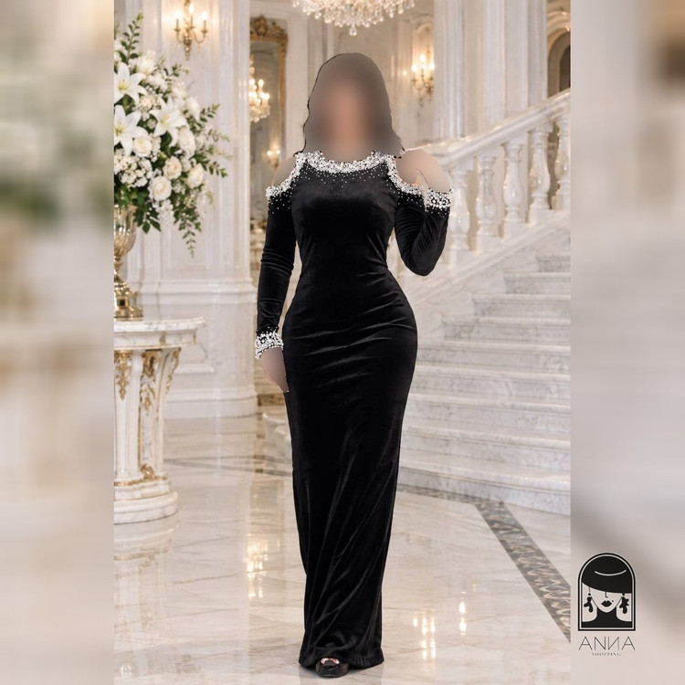 ماکسی زنانه مدل لیانا جنس مخمل مرواریدی سایز ۱ تا ۳