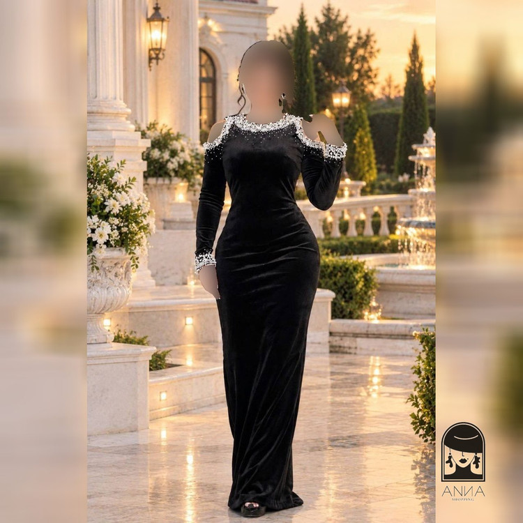 ماکسی زنانه مدل لیانا جنس مخمل مرواریدی سایز ۱ تا ۳