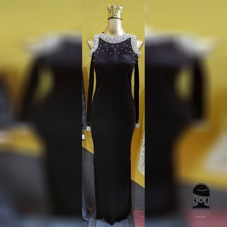 ماکسی زنانه مدل لیانا جنس مخمل مرواریدی سایز ۱ تا ۳