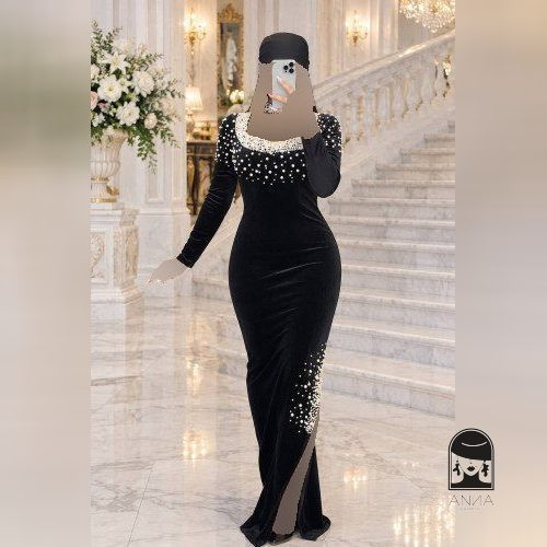 ماکسی زنانه مدل لنا گردنبندی جنس مخمل مرواریدی سایز ۱ تا ۳