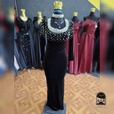ماکسی زنانه مدل لنا گردنبندی جنس مخمل مرواریدی سایز ۱ تا ۳