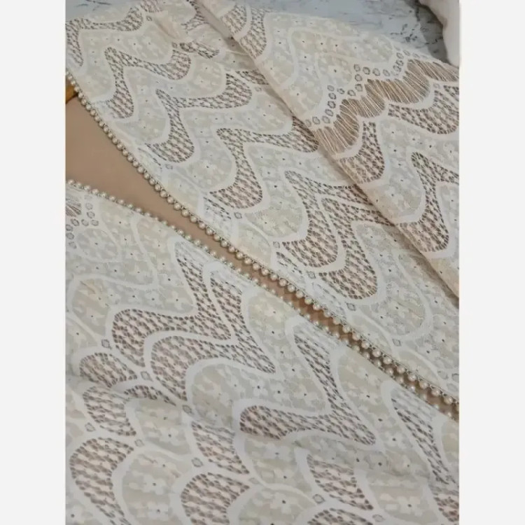 ست کت و شلوار مجلسی زنانه جنس گیپور دانتل و شلوار مازراتی