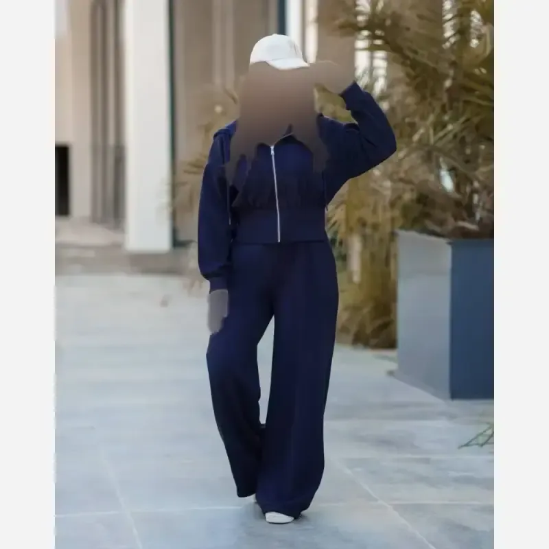 ست پاییزی زنانه ضخیم و گرم هودی کلاهدار و شلوار جاگر یا بگ فریسایز فوتر اویشو دورو
